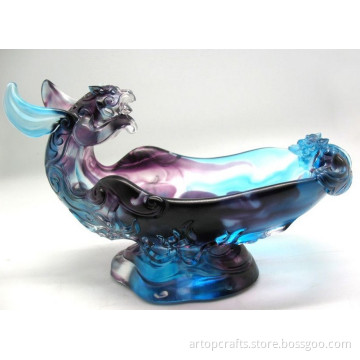 lost-wax casting liuli artwork lead crystal fruit tray